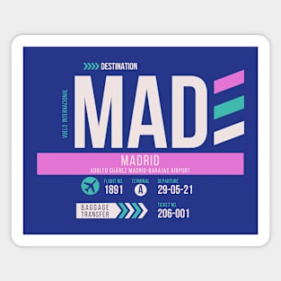 Madrid (MAD) Airport Code Baggage Tag Magnet